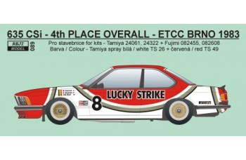 Decal – BMW 635 CSi  „LUCKY STRIKE“ - ETTC – Grand Prix Brno 1983